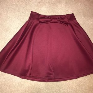 Maroon skater skirt with bow